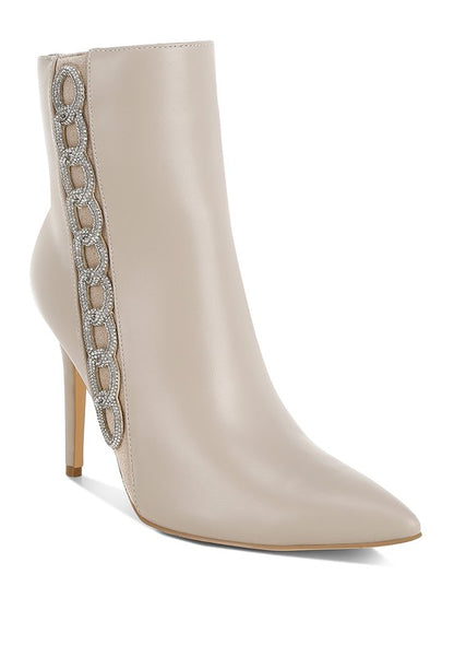 Kalina Rhinestones Chain Detail Boots - Faylinn & Co