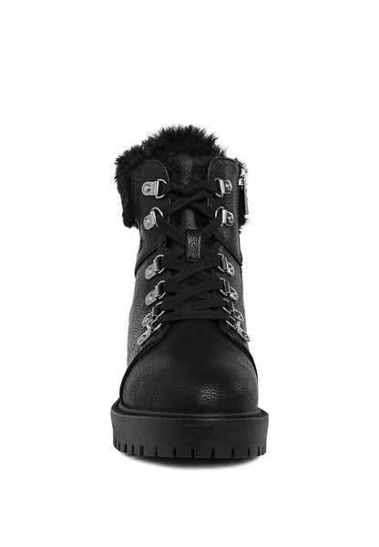 Maranta Faux Fur Collar Ankle Boots - Faylinn & Co