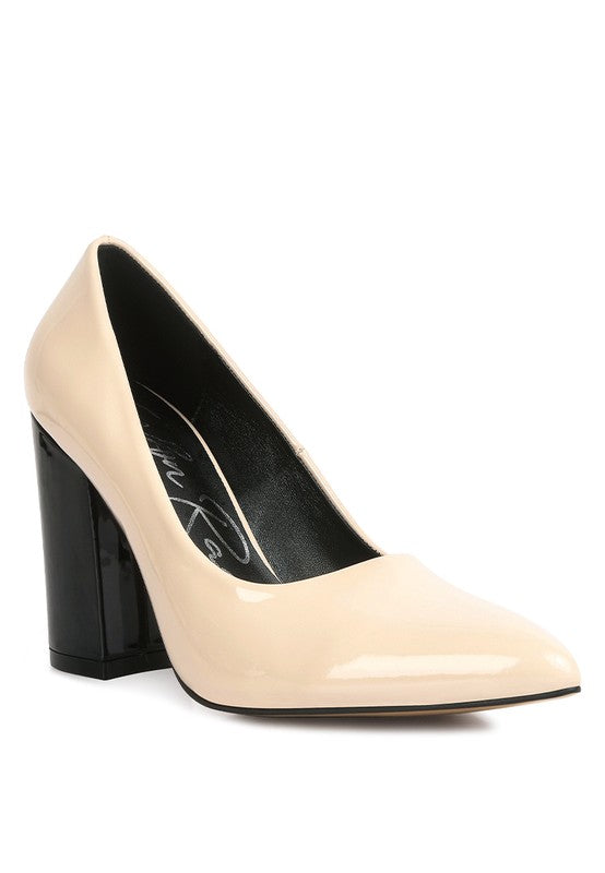 KAMIRA BLOCK HEELED FORMAL PUMPS - Faylinn & Co