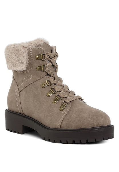 Maranta Faux Fur Collar Ankle Boots - Faylinn & Co
