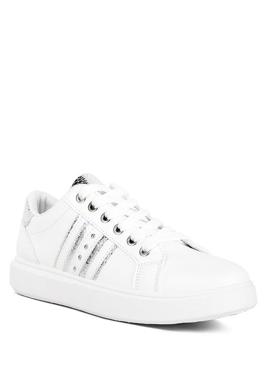 Claude Faux Leather Back Panel Detail Sneakers - Faylinn & Co