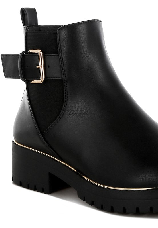 Antorin Chunky Buckle Detail Ankle Boots - Faylinn & Co