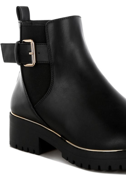 Antorin Chunky Buckle Detail Ankle Boots - Faylinn & Co
