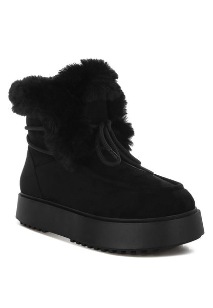 Bunting Faux Fur Collar Flatform Boots - Faylinn & Co