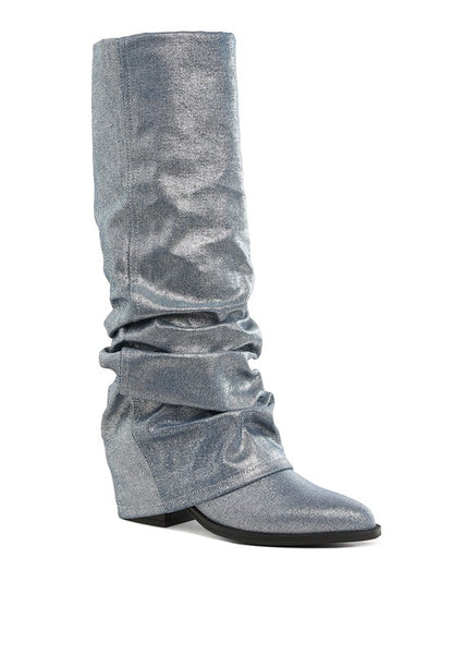 Capella Fold-Over Slouchy Denim Boot - Faylinn & Co