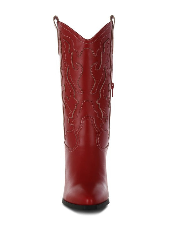 Pakito Patchwork Detail Cowboy Boots - Faylinn & Co
