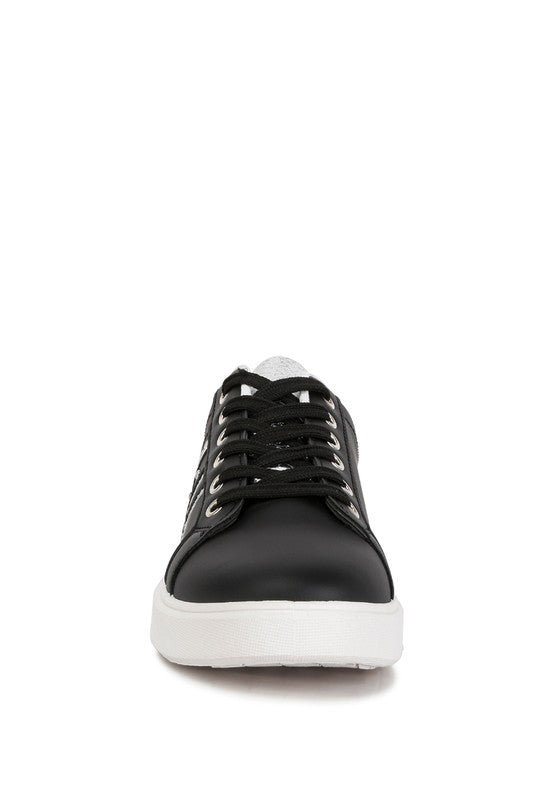 Claude Faux Leather Back Panel Detail Sneakers - Faylinn & Co