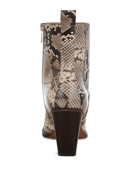Cornus Snake Print Ankle Boots - Faylinn & Co