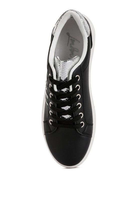 Claude Faux Leather Back Panel Detail Sneakers - Faylinn & Co