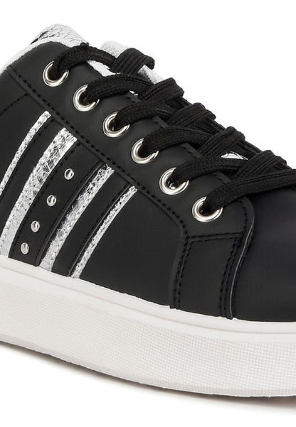 Claude Faux Leather Back Panel Detail Sneakers - Faylinn & Co