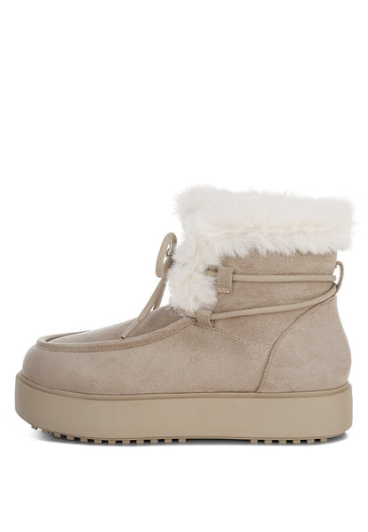 Bunting Faux Fur Collar Flatform Boots - Faylinn & Co