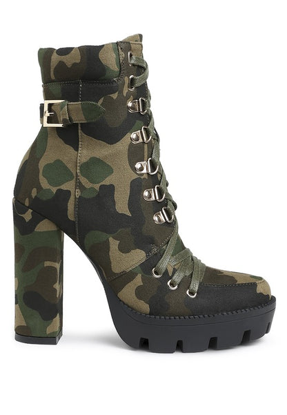 Palmetto Camouflage Ankle Boots - Faylinn & Co