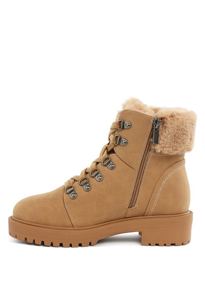 Maranta Faux Fur Collar Ankle Boots - Faylinn & Co